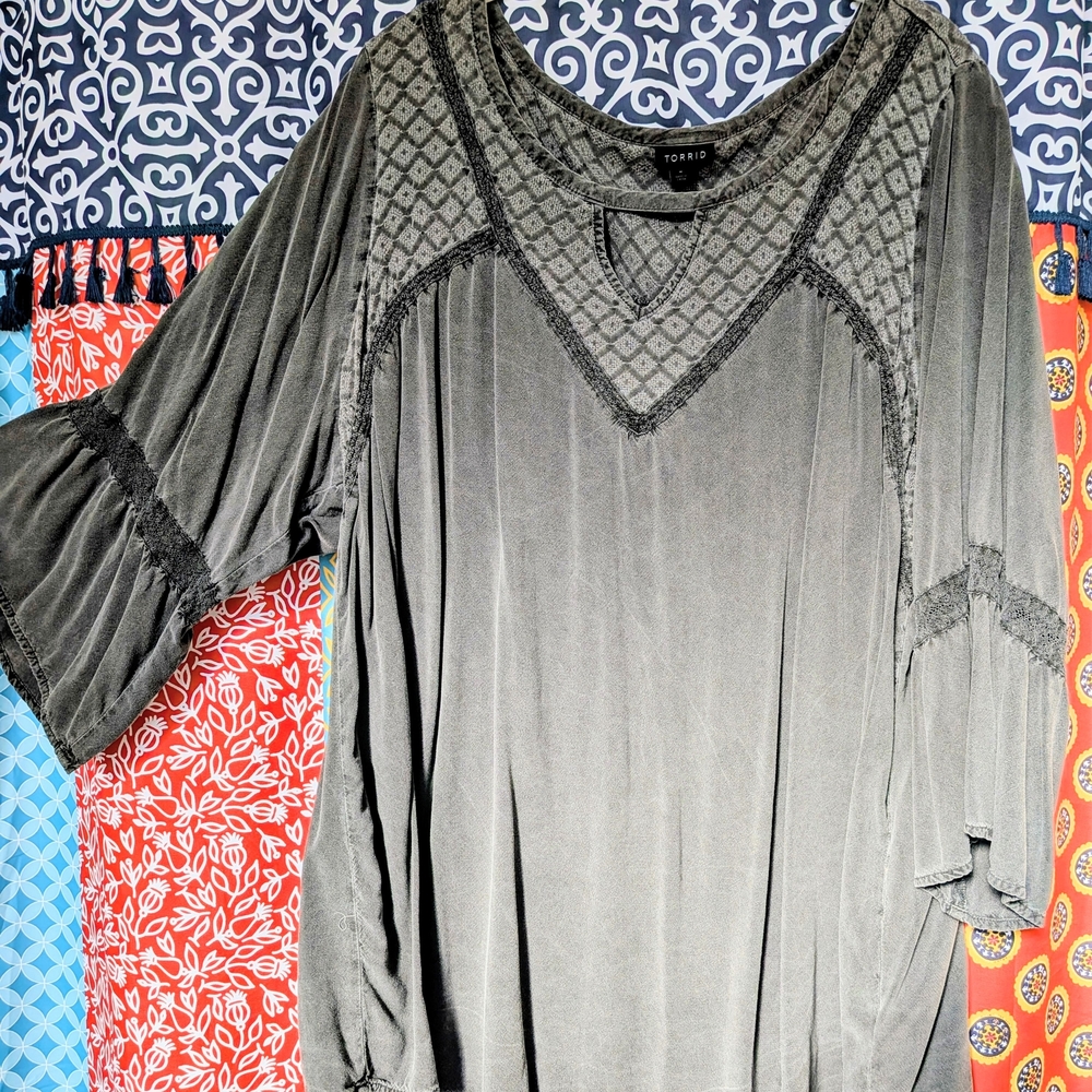 Torrid Boho Grey Tunic Top With Detailing 4